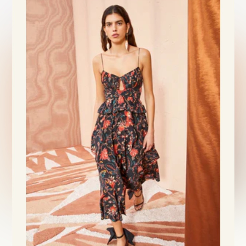 Ulla Johnson Obsidian with Flowers Spaghetti Strap Sundress for Weddings